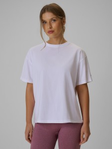4F T-shirt loose gładki damski - biały M