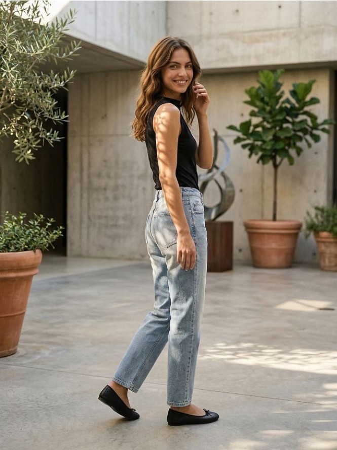 Jeansy mom fit - niebieski