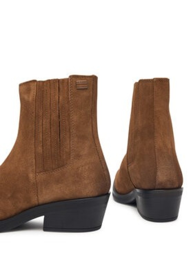 Tommy Jeans Botki Tjw Suede Cowboy Boots EN0EN03142 Brązowy