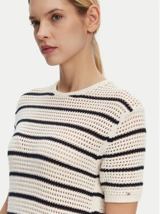 Tommy Hilfiger Sukienka letnia Pointelle WW0WW44489 Beżowy Slim Fit