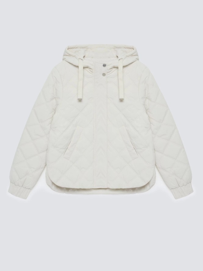 Kurtka damska pikowana z kapturem kremowa Wynterina 103