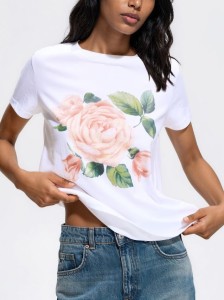 Bawełniany t-shirt z nadrukiem - biały