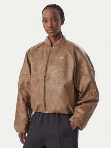 adidas Kurtka z imitacji skóry Sst KR9573 Brązowy Loose Fit