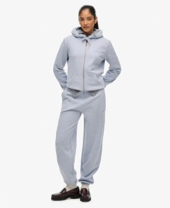 superdry Spodnie dresowe Essential z haftowanym logo – Blue Fog Marl