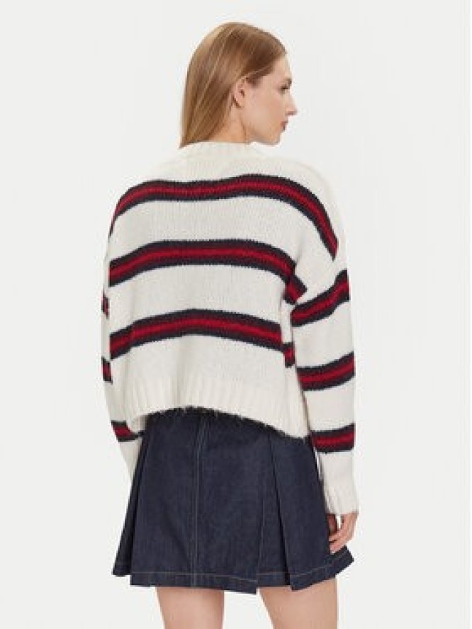 Tommy Jeans Kardigan Badge DW0DW21678 Écru Relaxed Fit