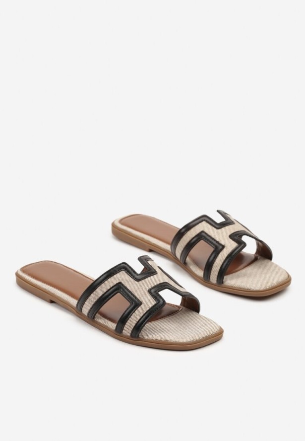 Czarne Klapki z Ozdobnymi Wycięciami Fevianne