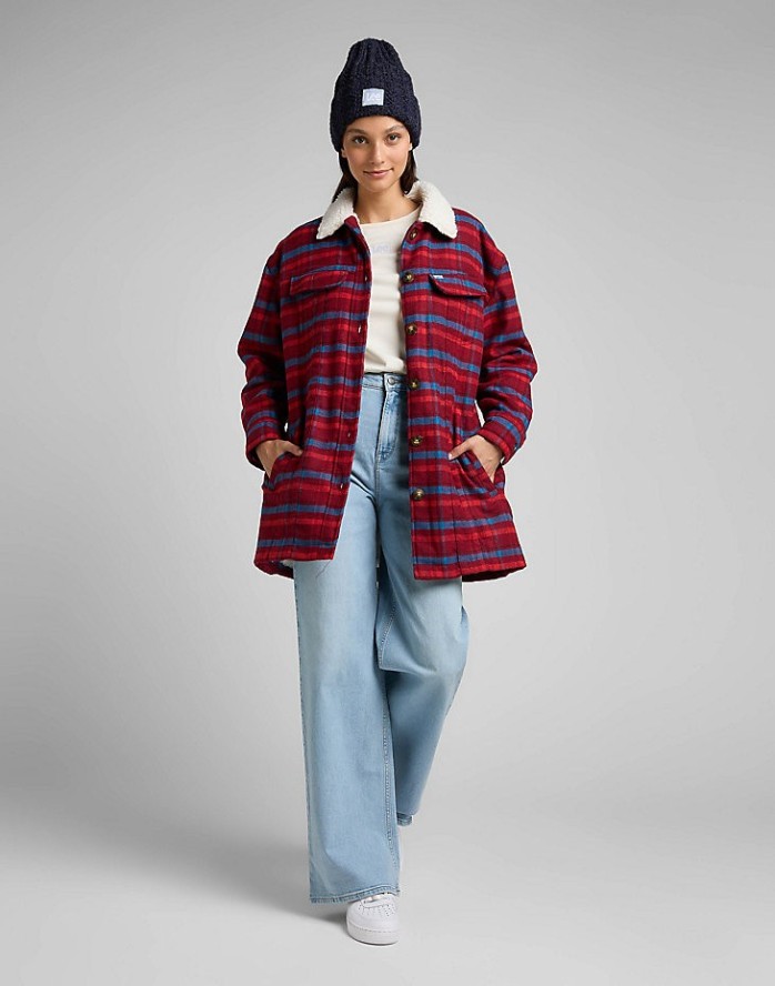 LEE WOOL COAT DAMSKA KURTKA PRZEJŚCIOWA SHERPA SCARLET L55HBJ10 112320686