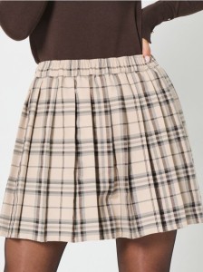 Rozkloszowana spódnica mini w kratę - wielobarwny