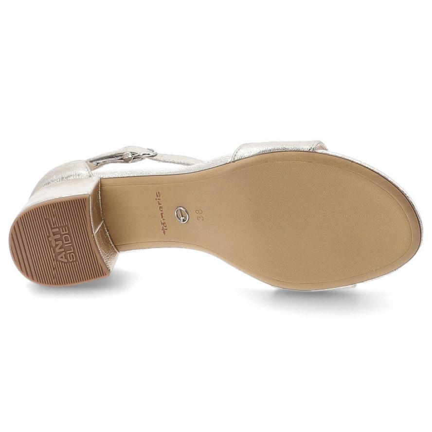 Srebrne Sandały Tamaris Eleganckie Obuwie Damskie Na Obcasie