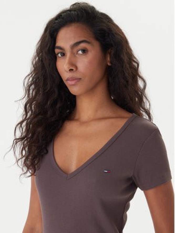 Tommy Jeans T-Shirt Essential DW0DW17385 Brązowy Slim Fit