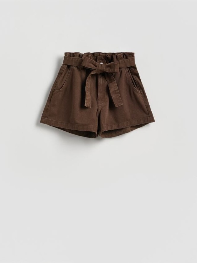 Jeansowe szorty z wiązaniem - dark grey jeans