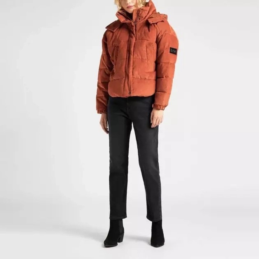 LEE PUFFER JACKET DAMSKA KURTKA SZTRUKSOWA BURNT OCRA L56VMGOM 112113113