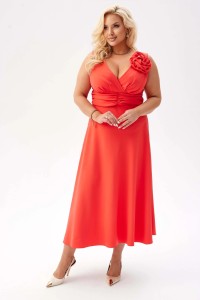 Elegancka sukienka Anna na wesele w kolorze papai PLUS SIZE XXL