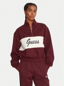 Guess Bluza V5BQ00 KCX22 Bordowy Regular Fit