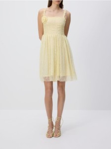 Koronkowa sukienka - jasnożółty