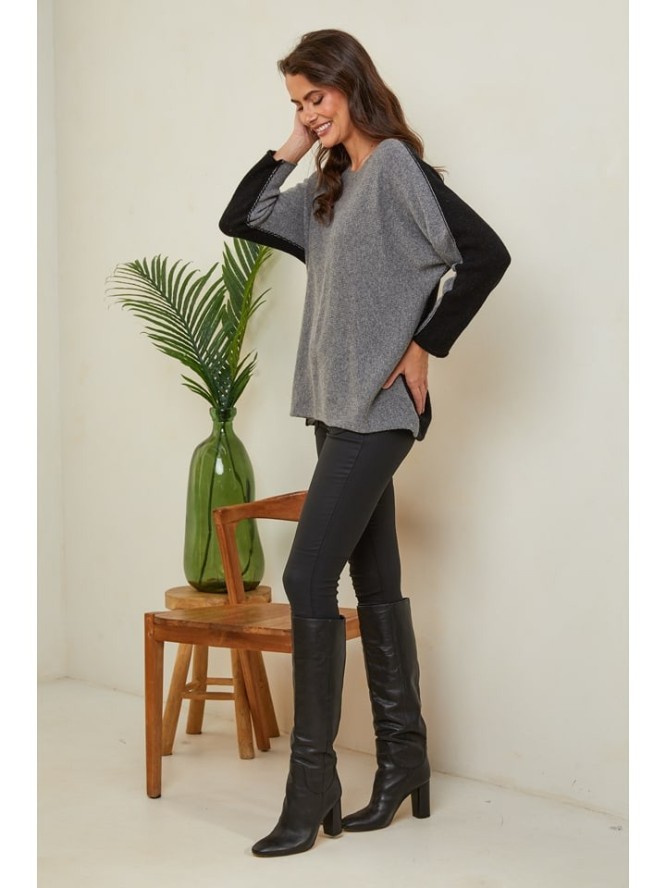 Joséfine Sweter "Dorog" w kolorze szaro-czarnym rozmiar: XL