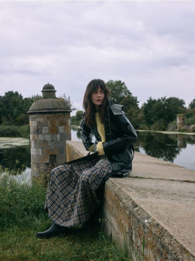 Spódnica maxi z falbaną - wielobarwny