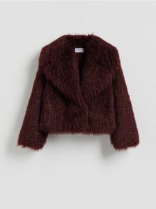 Kurtka z imitacji futra - burgundowy