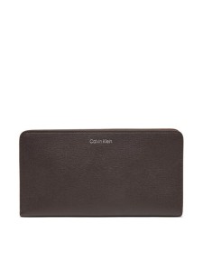 Calvin Klein Portfel Foil Logo Passport Longfold LV04F1205G Brązowy