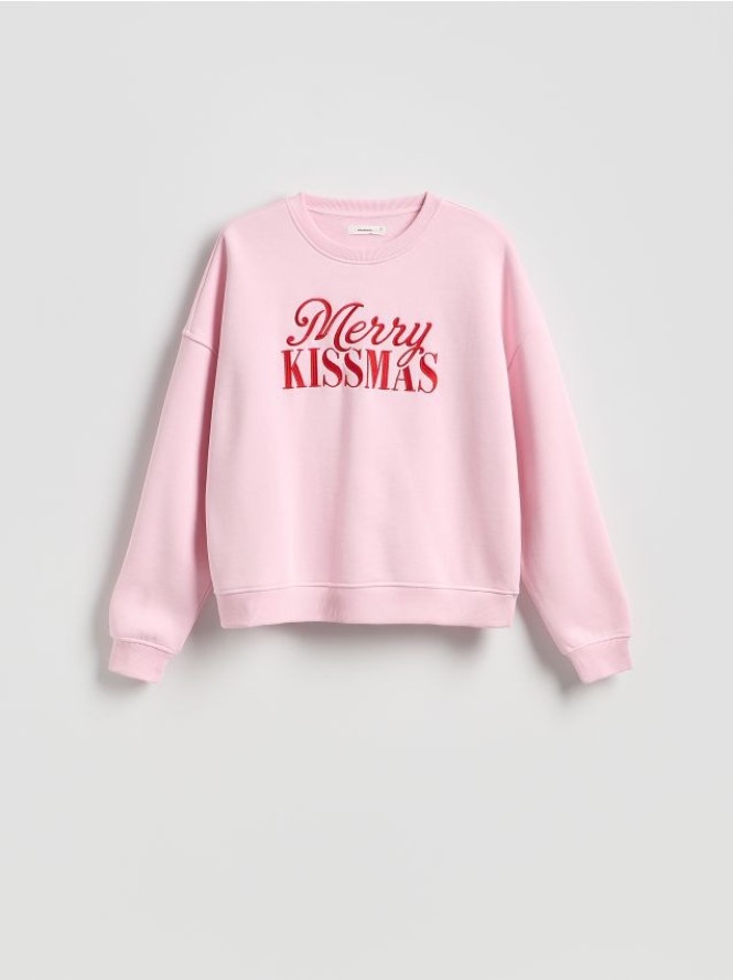 Bluza z haftowanym napisem - różowy