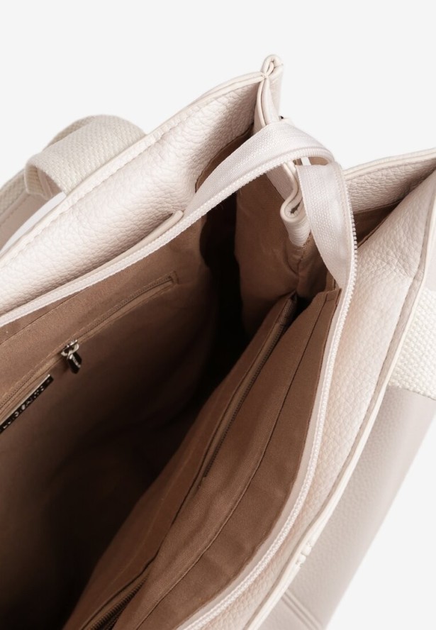 Beżowa Torebka Tote z Regulowanym Paskiem w Komplecie Soriale