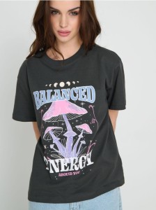 Koszulka oversize z nadrukiem - szary