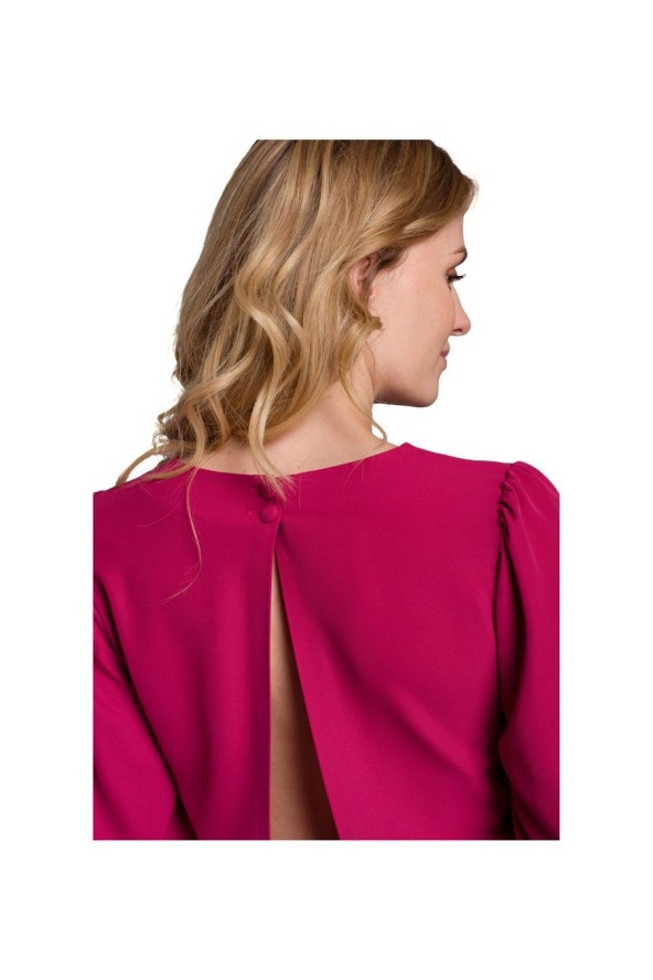 Elegancka sukienka z odkrytymi plecami i rozcięciem fiolet