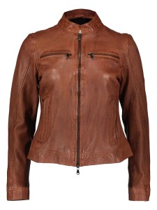 7eleven Skórzana kurtka "Rini" w kolorze jasnobrązowym rozmiar: 36