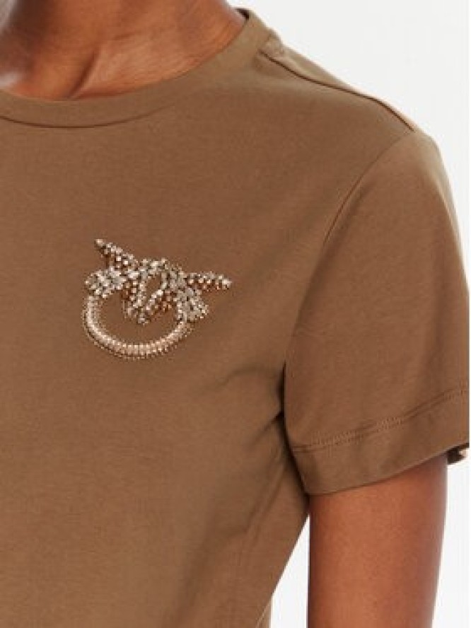 PINKO T-Shirt Nambrone 103320 A2RN Brązowy Regular Fit