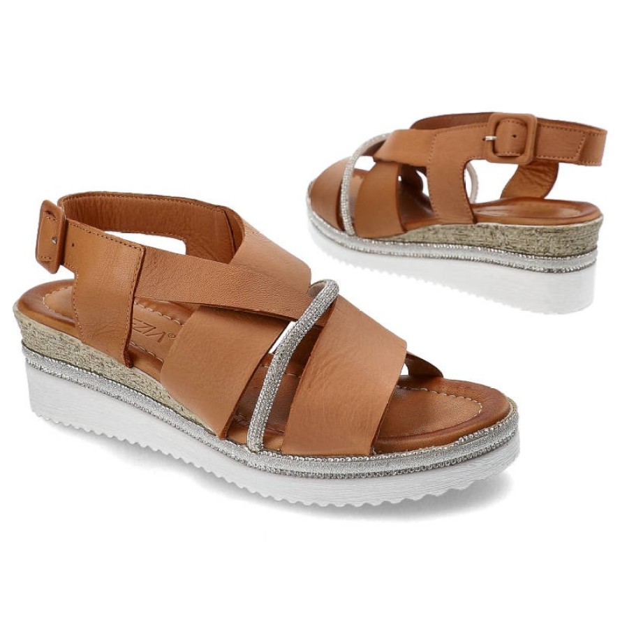 Brązowe Sandały Venezia Skórzane Eleganckie Buty