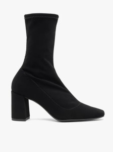 Czarne wyższe botki skarpetowe na słupku