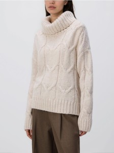 Golf z domieszką wełny - kremowy