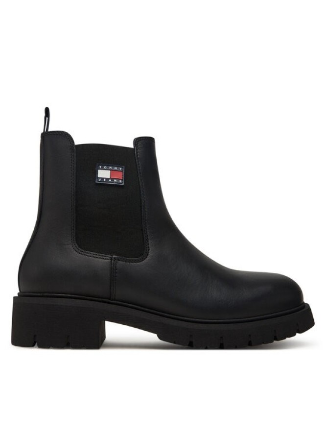 Tommy Jeans Sztyblety Tjw Chelsea Leather Boot EN0EN02825 Czarny