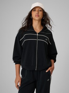 4F Bluza dresowa loose bez kaptura damska - czarna XS