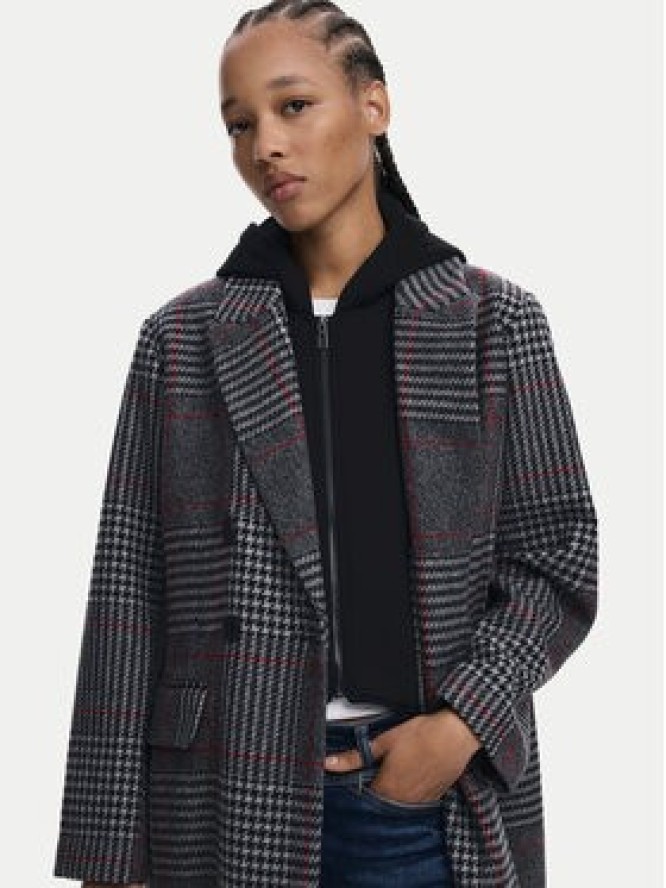 Desigual Płaszcz wełniany Capucha 25WWEW13 Szary Regular Fit