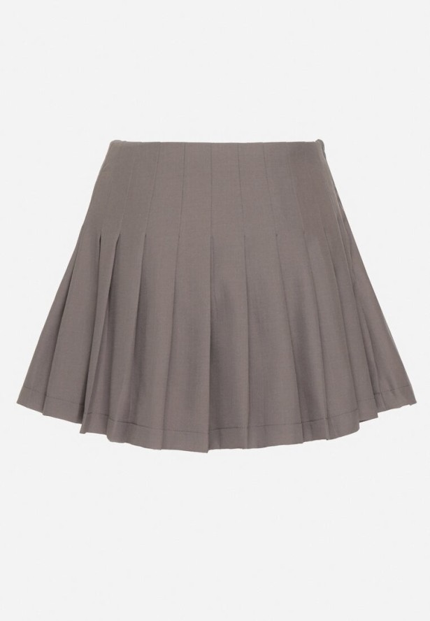 Szare Spódnico-Szorty Ozdobione Plisami Ninavira