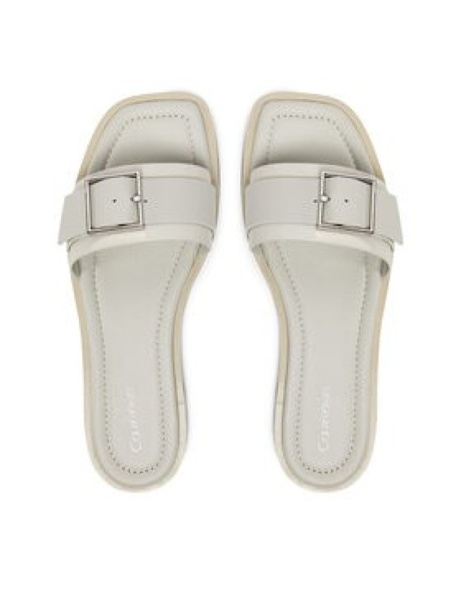 Calvin Klein Klapki Flat Slide W/Buckle - Lth HW0HW02490 Szary