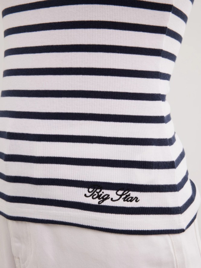 Koszulka damska na ramiączkach w paski biało-czarna Rozza 100