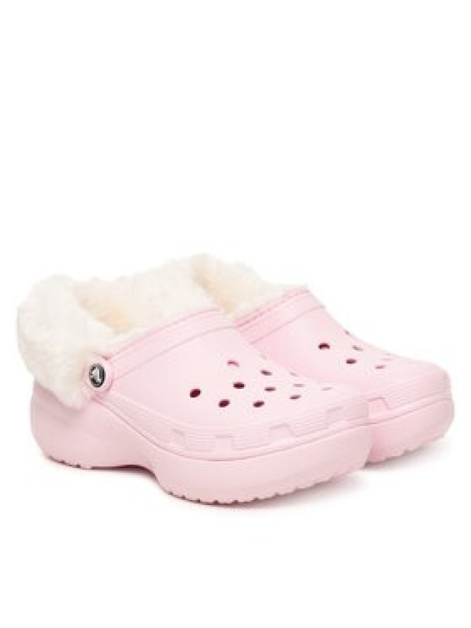 Crocs Klapki Classic Platform Fuzz Lined Clog 212854 Różowy