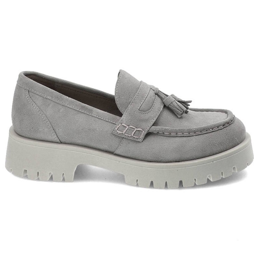 Szare Mokasyny Nessi Damskie Modne Buty