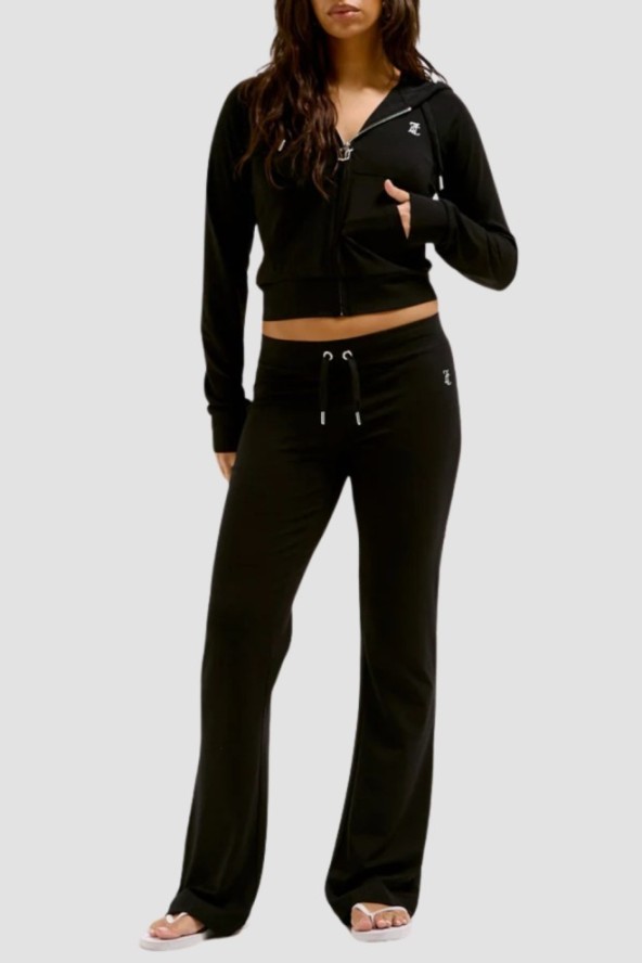 JUICY COUTURE Czarna bluza damska Single Jersey Ola Hoodie, Rozmiar L