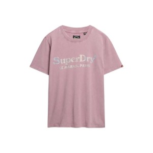 Metaliczny t-shirt damski casualowy Superdry Venue