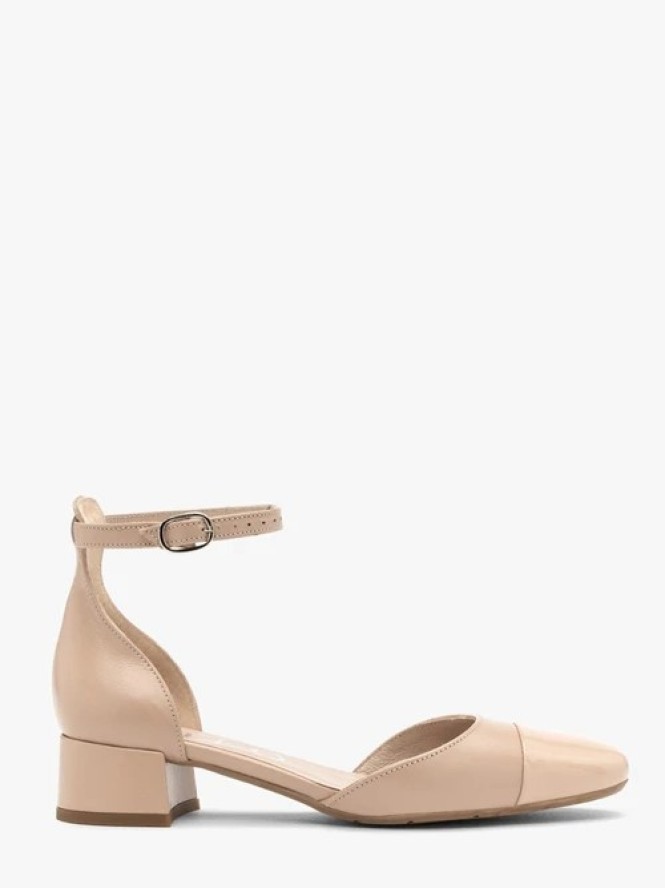 Dwuczęściowe czółenka damskie z lakierowanym noskiem