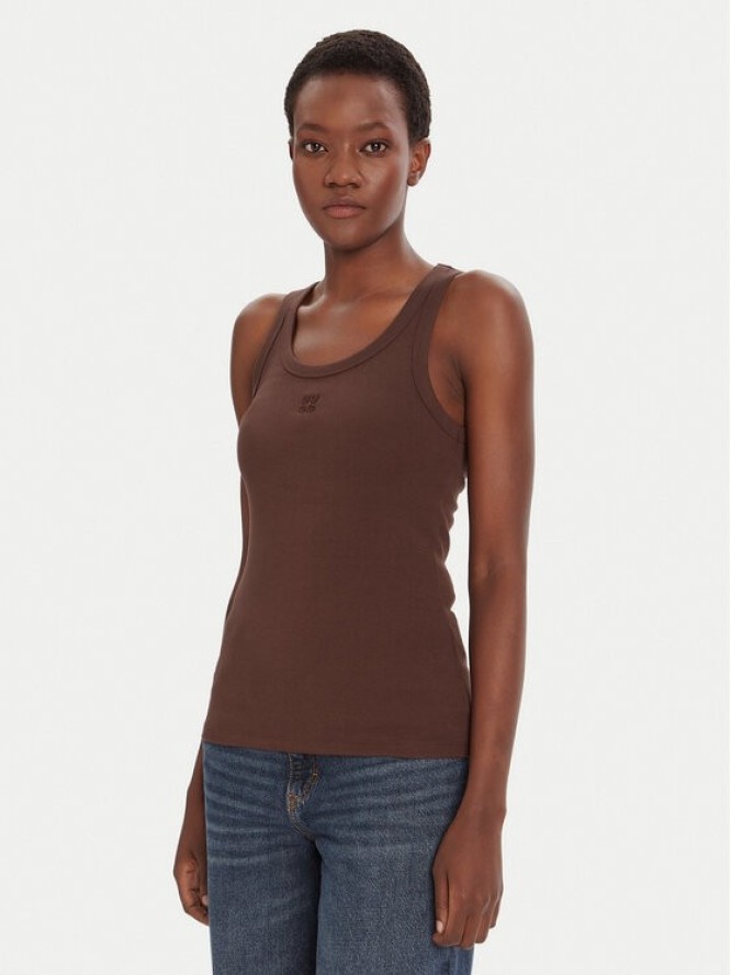 HUGO Top Datamia 50514489 Brązowy Slim Fit