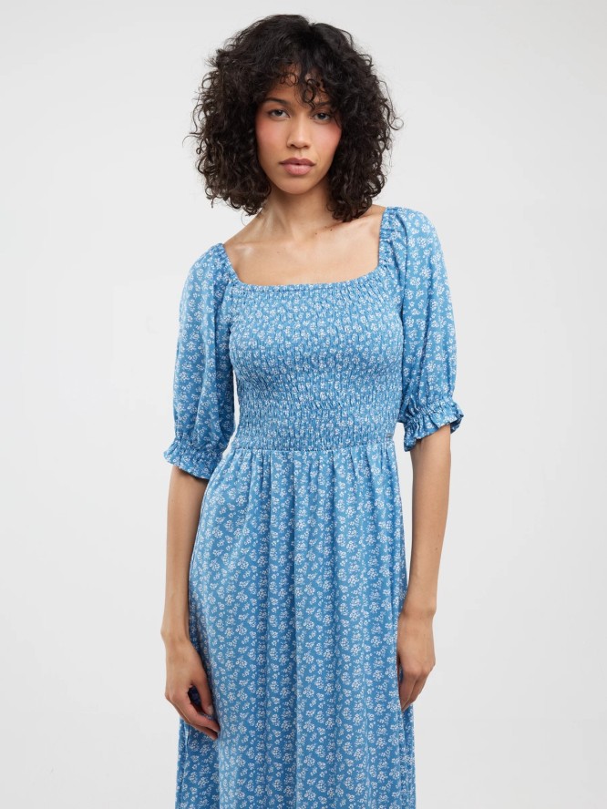 Sukienka damska maxi z motywem kwiatowym niebieska Dinova 402