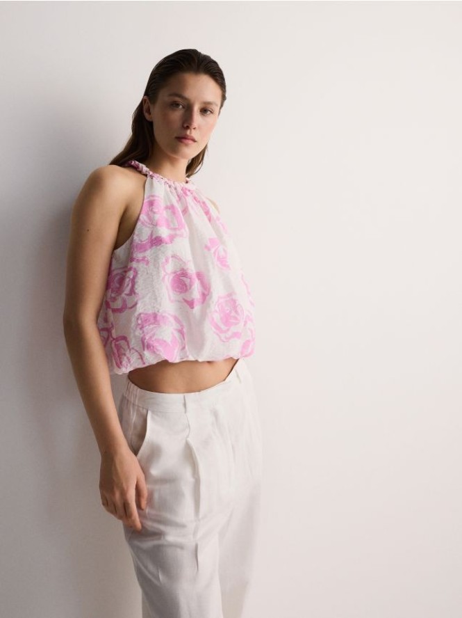 Top z dekoltem halter - wielobarwny