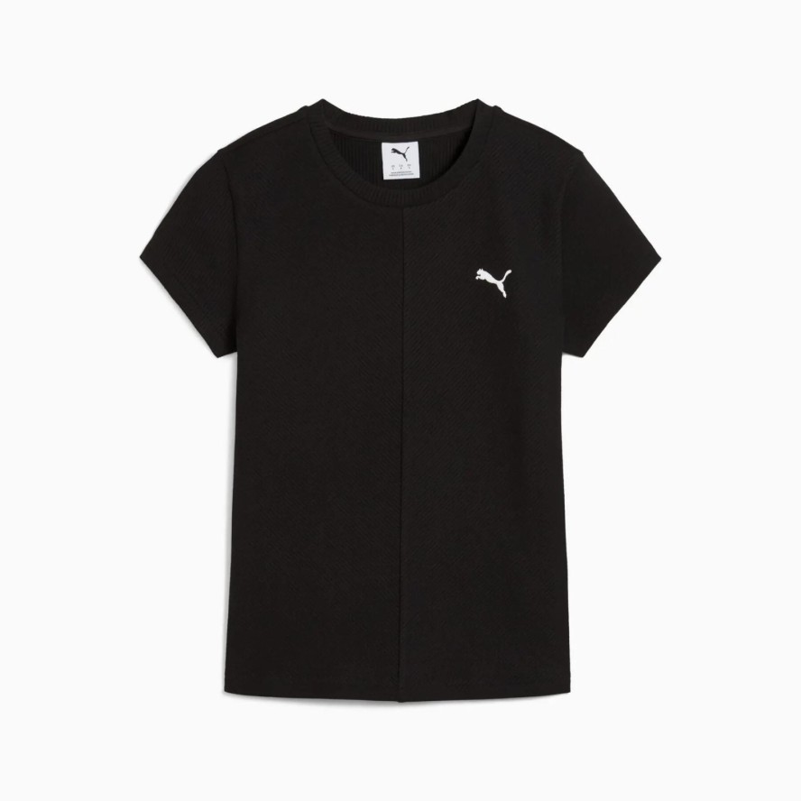Koszulka damska Puma WARDROBE ESS RIBBED SLIM czarna 62976601 r M