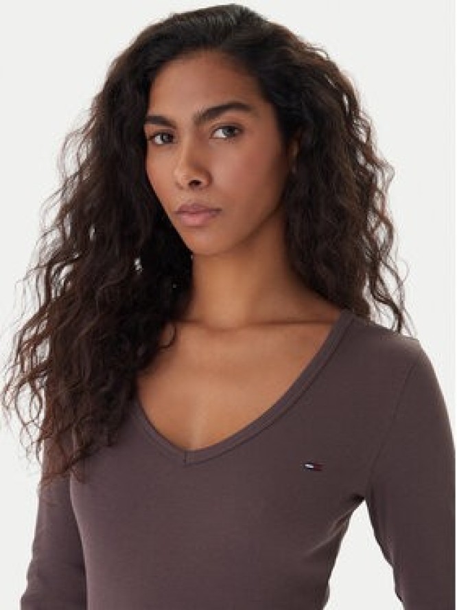 Tommy Jeans Bluzka Essential DW0DW17990 Brązowy Slim Fit