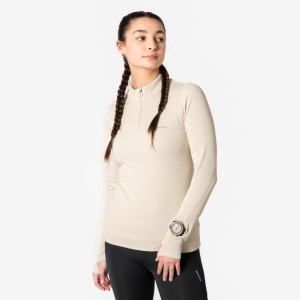 Koszulka do biegania z długim rękawem damska Kiprun Run Flow Warm 1/2 zip