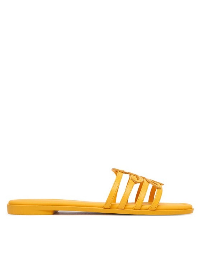 Tommy Hilfiger Klapki Th Script Flat Mule Lth FW0FW09368 Żółty